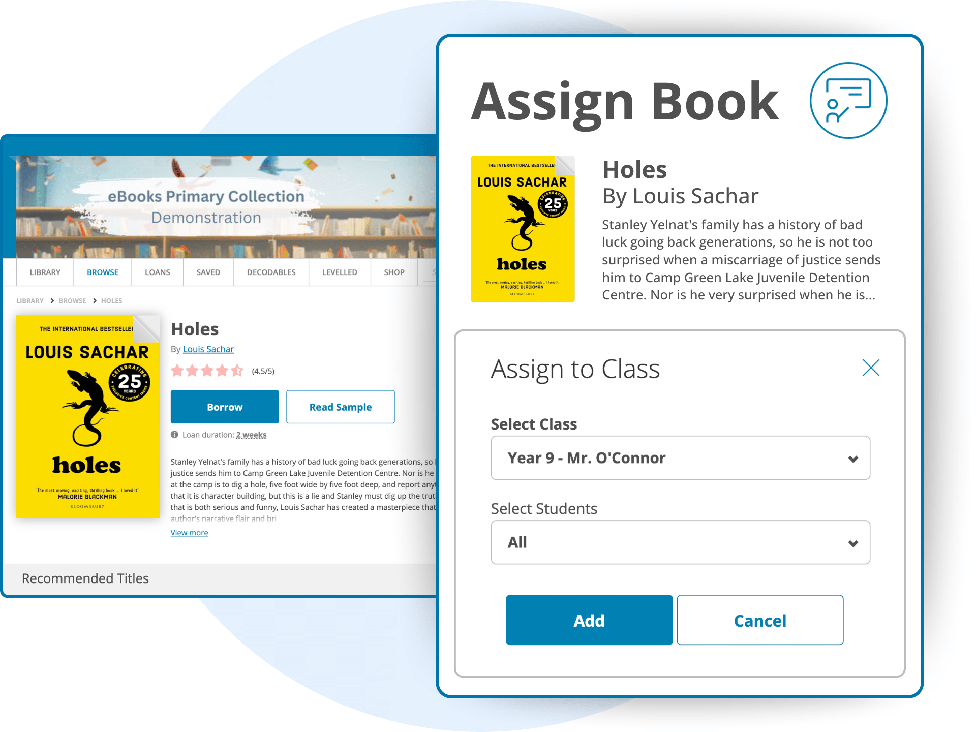 Assign books to students with ePlatform