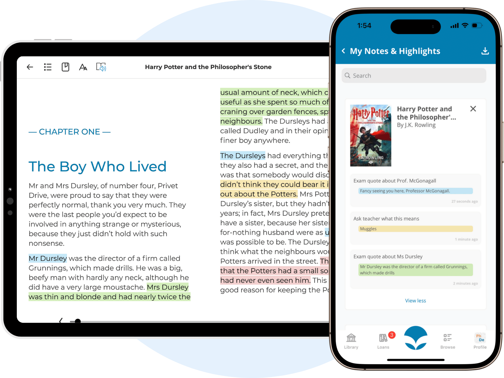 Make study notes and highlights for any eBook on ePlatform