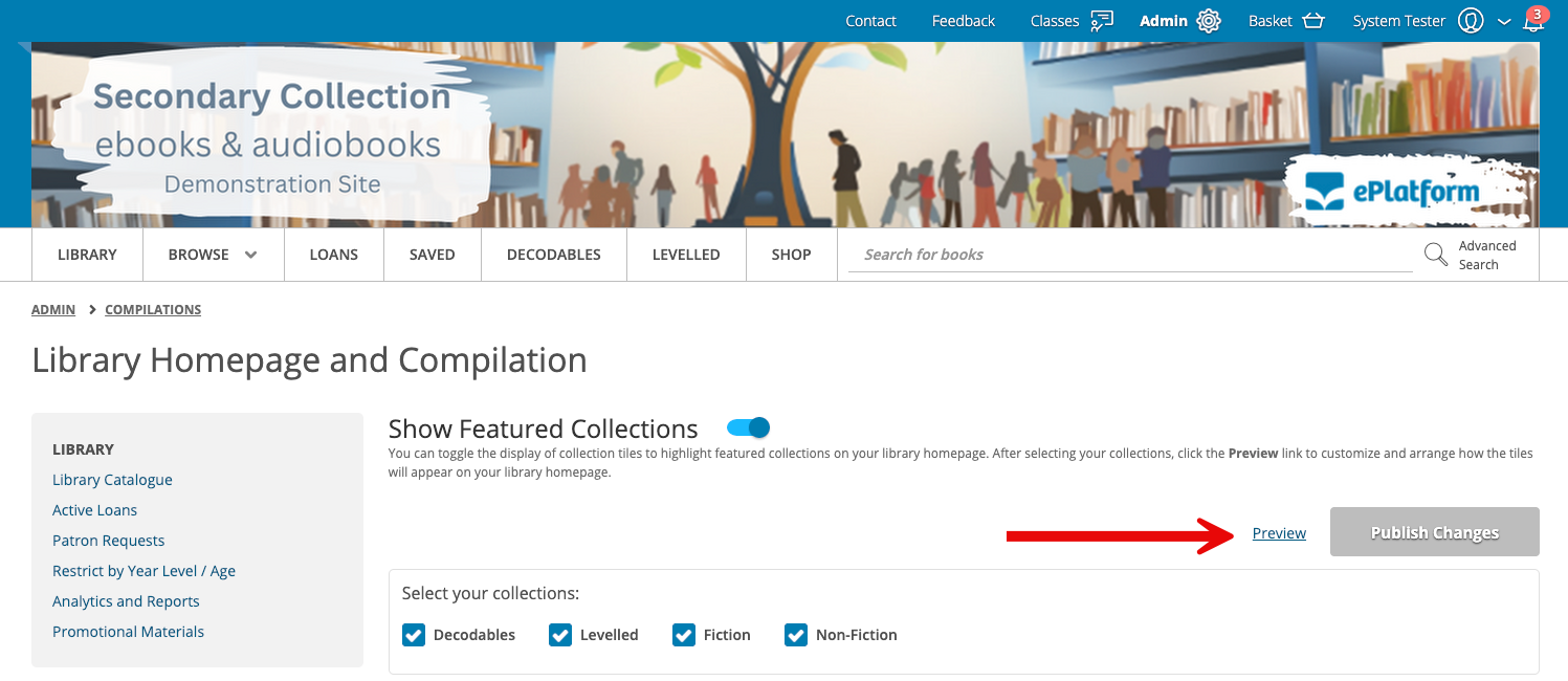Multiple collection tile images selected