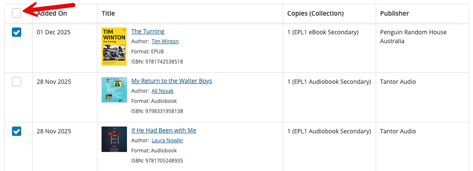 Marc Records Checkbox