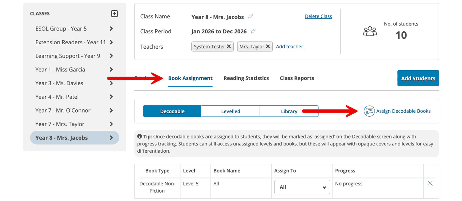 Classes Book Assignment