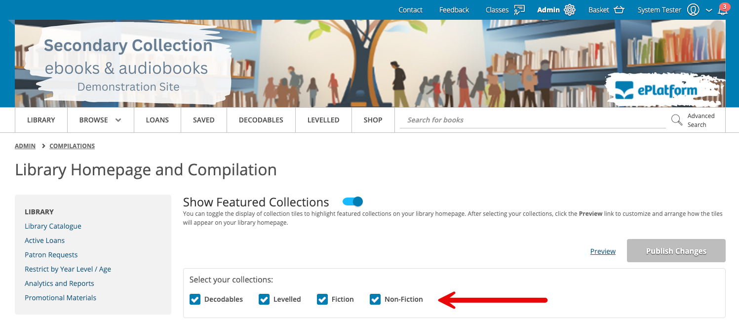 Choose which collection tiles are shown