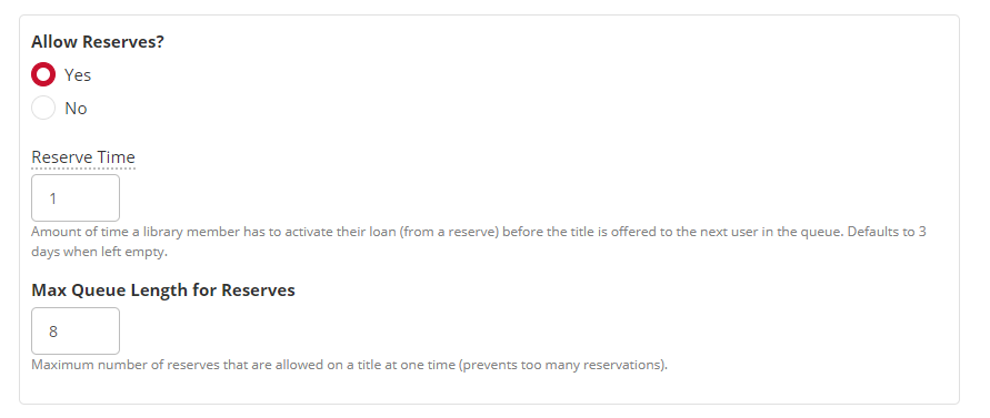 Allow Reserves