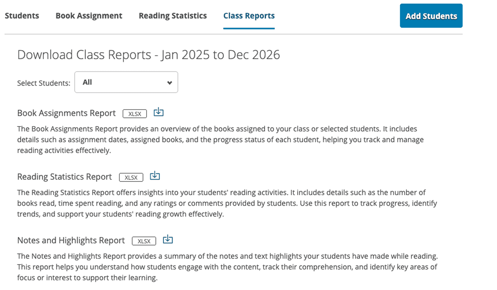 Classes Advanced Reports